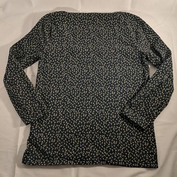 J Crew Navy Blue Floral Flower Pink 3/4 length Sleeves Shirt Top Square small s - Picture 11 of 11